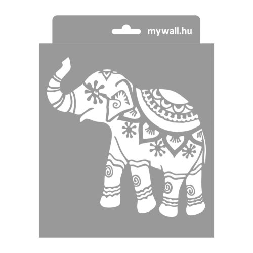 Indiai elefánt stencil - 3D - 18x23 cm mini