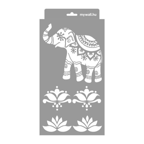 Indiai elefánt stencil - 3D - 18x35 cm kicsi