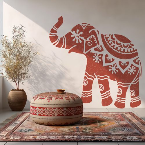 Indian elephant painting stencil - 18x23 cm