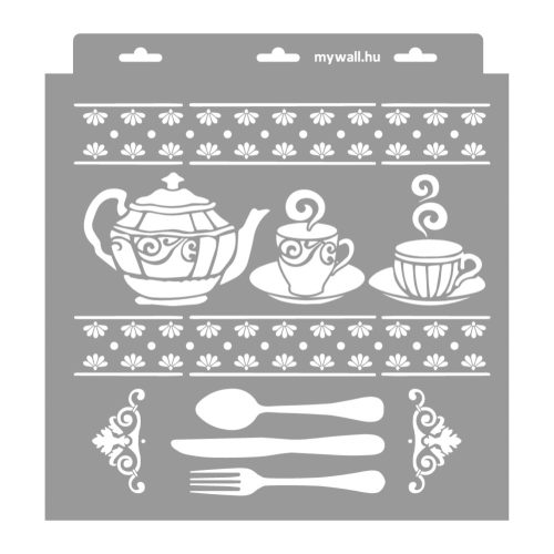 Tea time 3D stencil - 31x35 cm